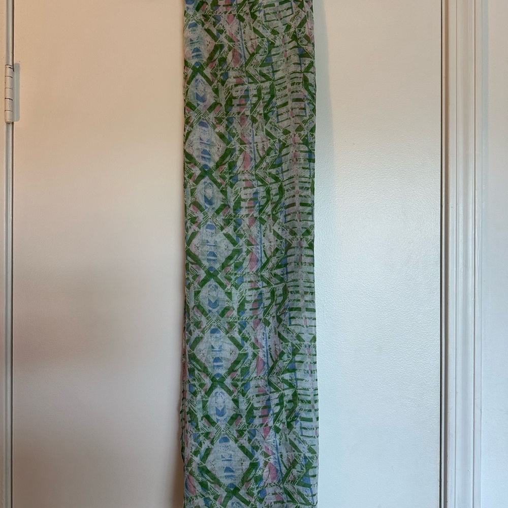 Anthropologie Green and Pink Scarf